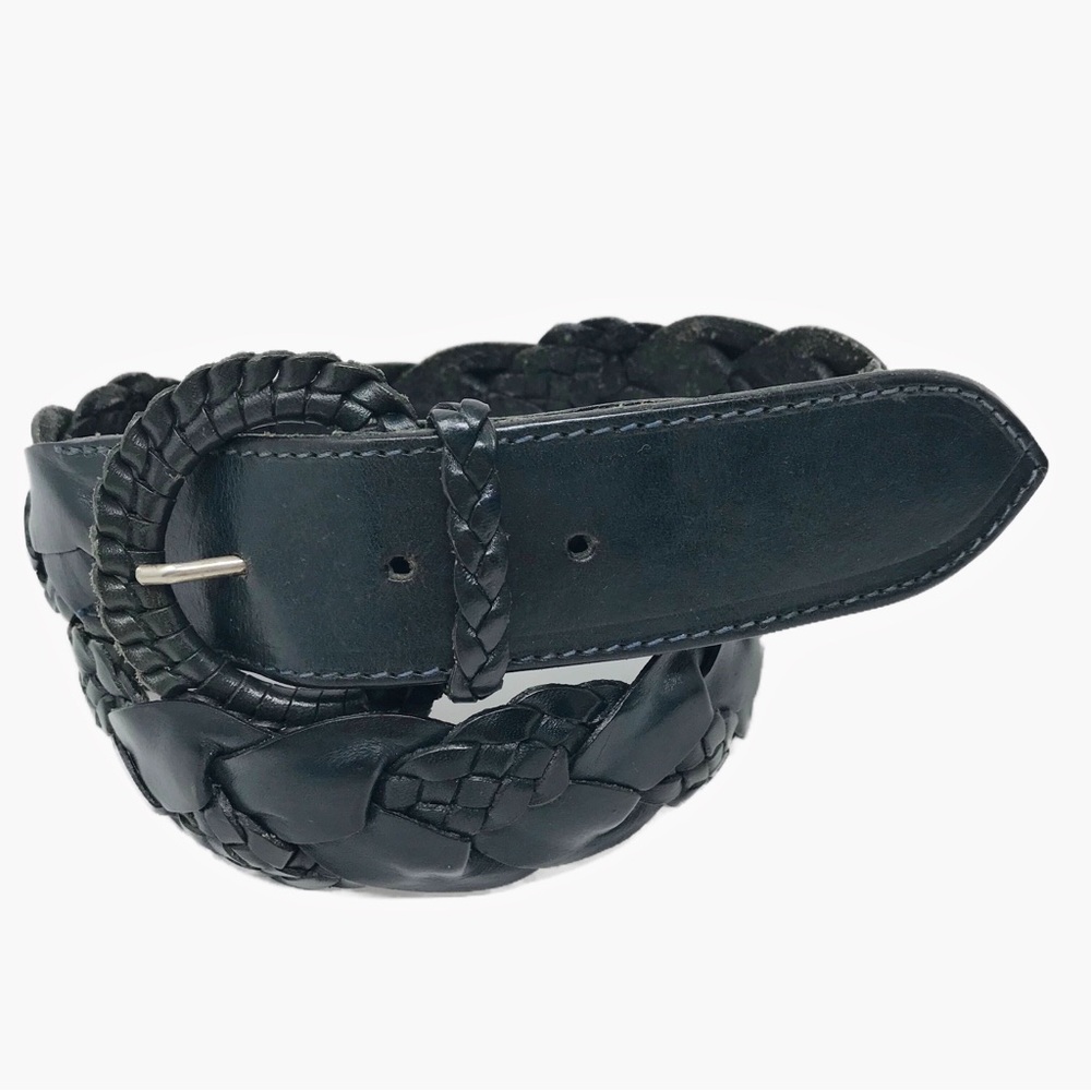 Osprey of London Vintage Black Braided Leather Belt Size 30